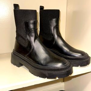 Mango Black Combat Boots